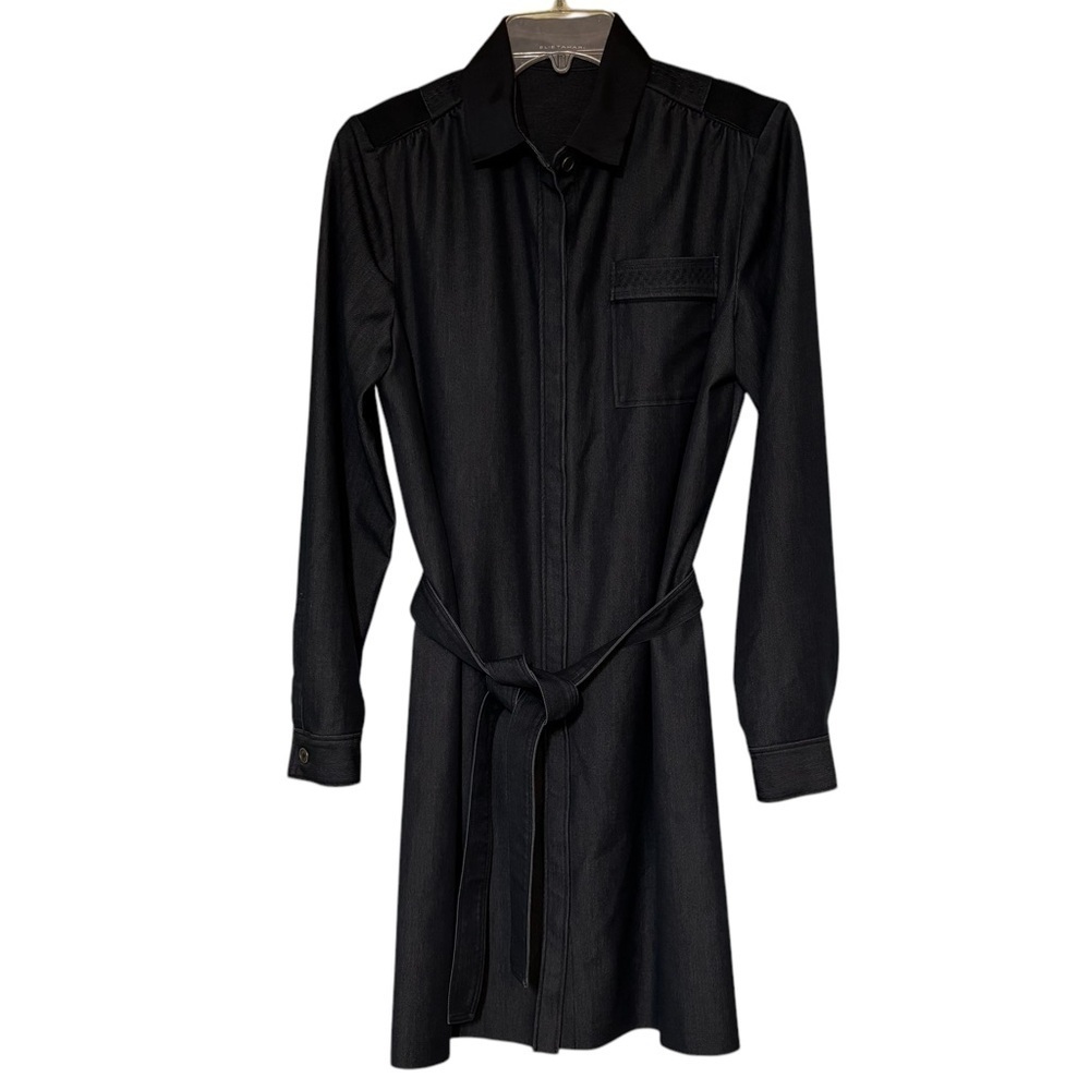 Elie Tahari Black Denim Shirt Dress Long Sleeve Sz 8